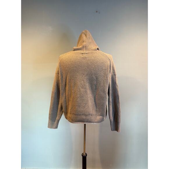 GAP Women’s Ribbed Knit Hoodie Sweater Beige Size M - Picture 2 of 4